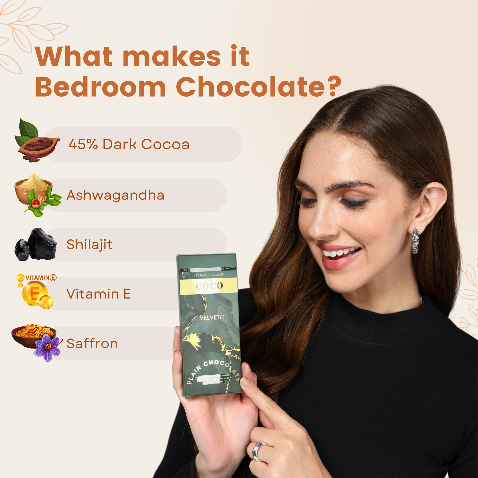For Him - Velveto : Pure Cacao | Libido Boosting 45% Dark Chocolate tabs