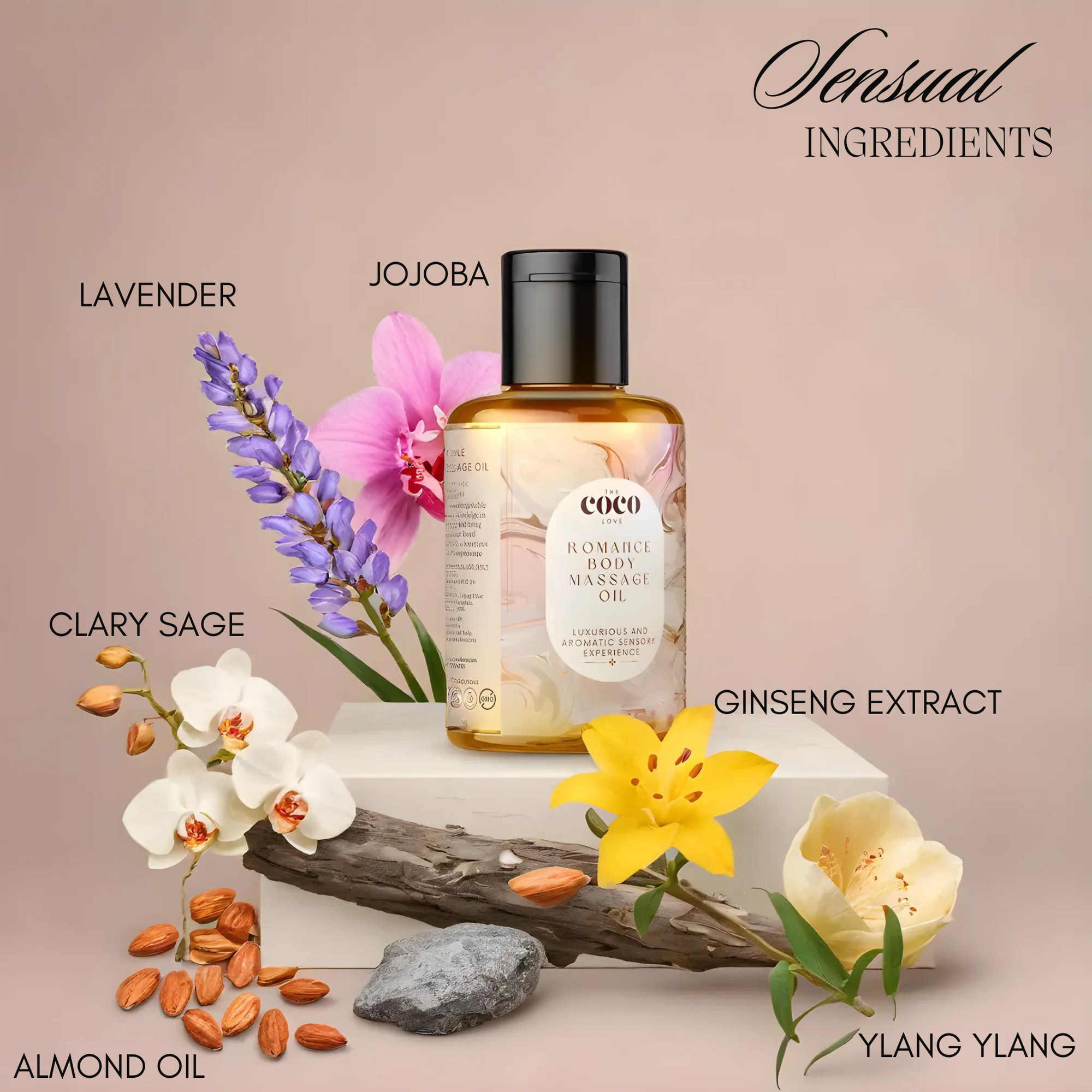 Romance Sensual Body Massage Oil - A Bedroom Essential (6 Herbs)